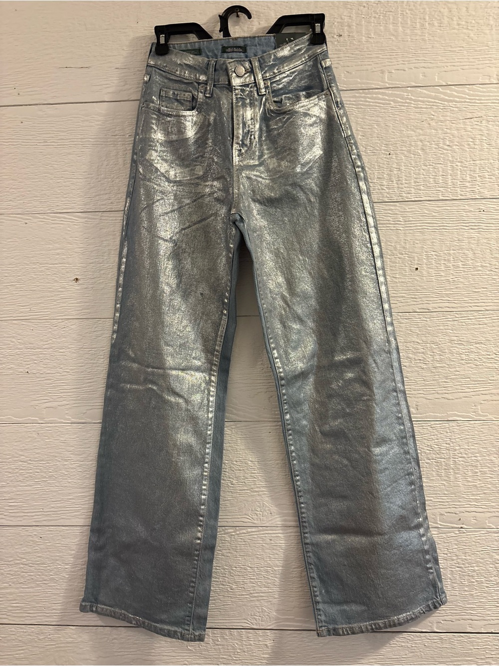 wild fable Metallic Silver Wide-Leg Jeans